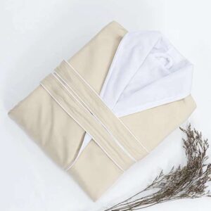 Beige-Grey-Shawl-Collar-1.jpg Beige Luxury Shawl Spa Bathrobe