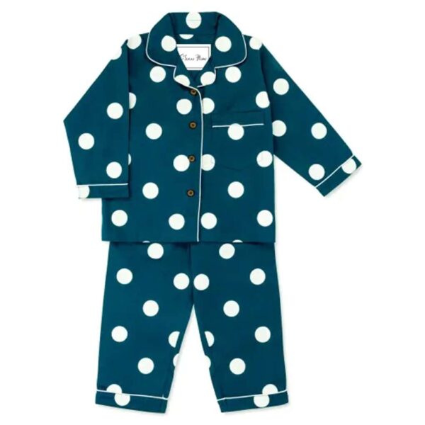 Childrens-Spotty-Pyjamas-with-White-Piping-Top-and-Bottoms-1.jpg Moroccan Blue Spot Children Pyjamas