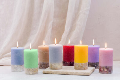 Elements - Water - Wood Sage & Samphire Scented Botanical Inclusion Pillar Candle (75 X 127mm)