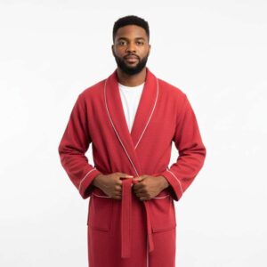 Red-Pineapply-Bathrobe-Image-2.jpg Dusky Rose Pineapply Cotton Bathrobe