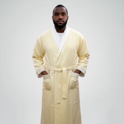 Shawl-Collar-Cream-Bathrobe Beige Luxury Shawl Spa Bathrobe